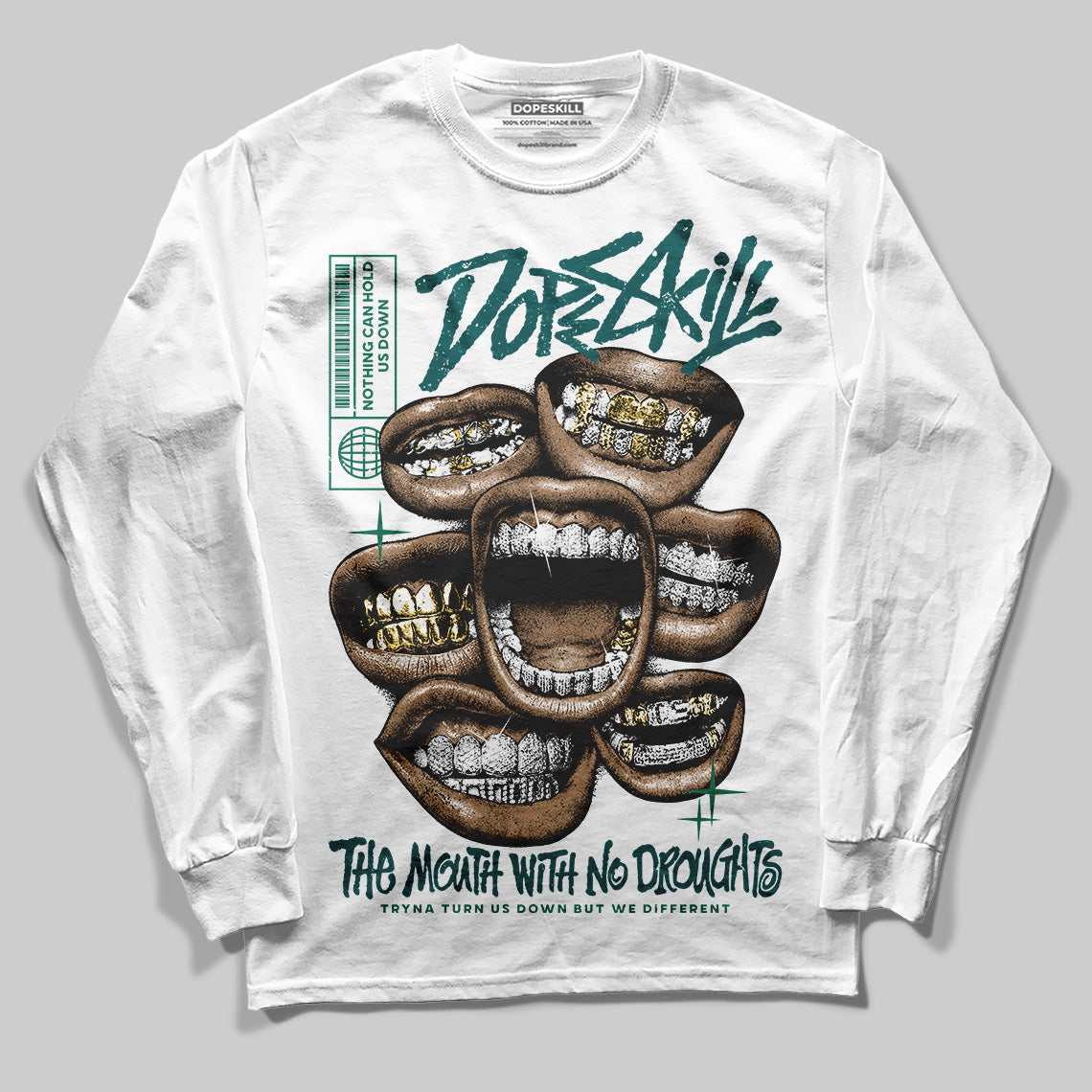 ASICS Gel-1130 'White Dark Neptune' DopeSkill Long Sleeve T-Shirt The Mouth With No Droughts Graphic Streetwear - White