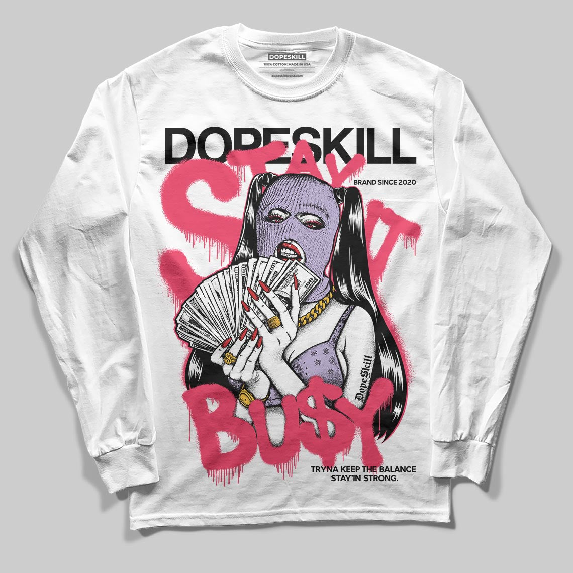 Jordan 5 Low “Peanut Butter Jelly” DopeSkill Long Sleeve T-Shirt Stay It Busy Graphic Streetwear - White