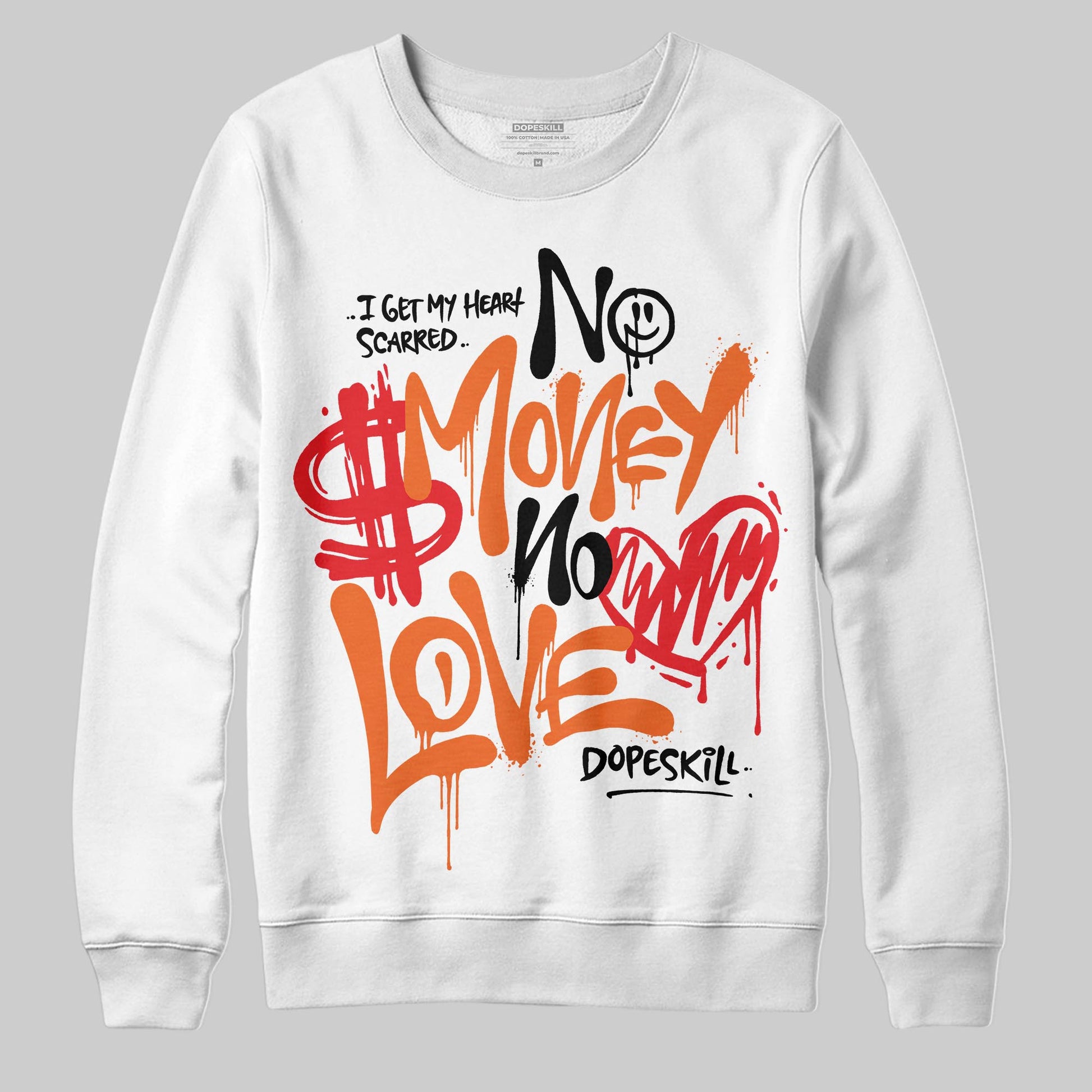 Jordan 1 Retro High OG Shattered Backboard (2025) DopeSkill Sweatshirt No Money No Love Typo Graphic Streetwear - White
