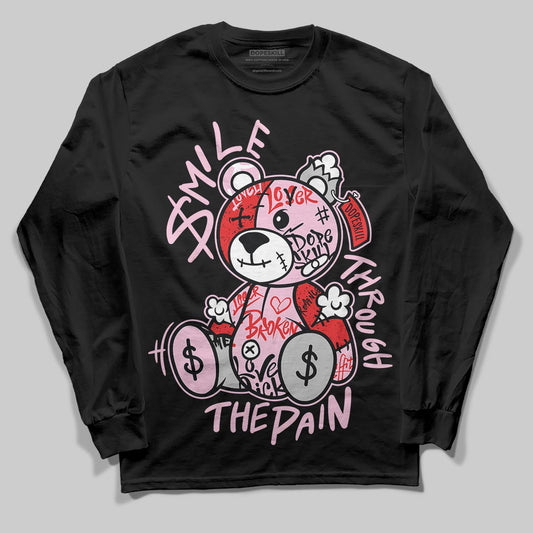 Awake NY x Air Jordan 5 Arctic Pink DopeSkill Long Sleeve T-Shirt Smile Through The Pain Graphic Streetwear - Black