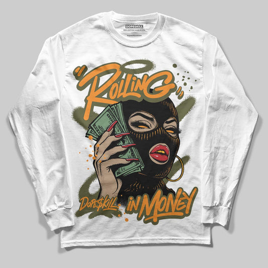Olive Sneakers DopeSkill Long Sleeve T-Shirt Rolling in Money Graphic Streetwear - White