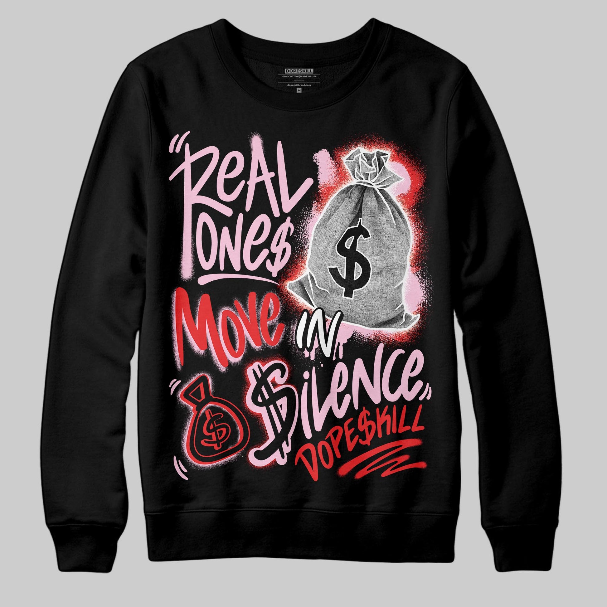 Awake NY x Air Jordan 5 Arctic Pink DopeSkill Sweatshirt Real Ones Move In Silence Graphic Streetwear - Black