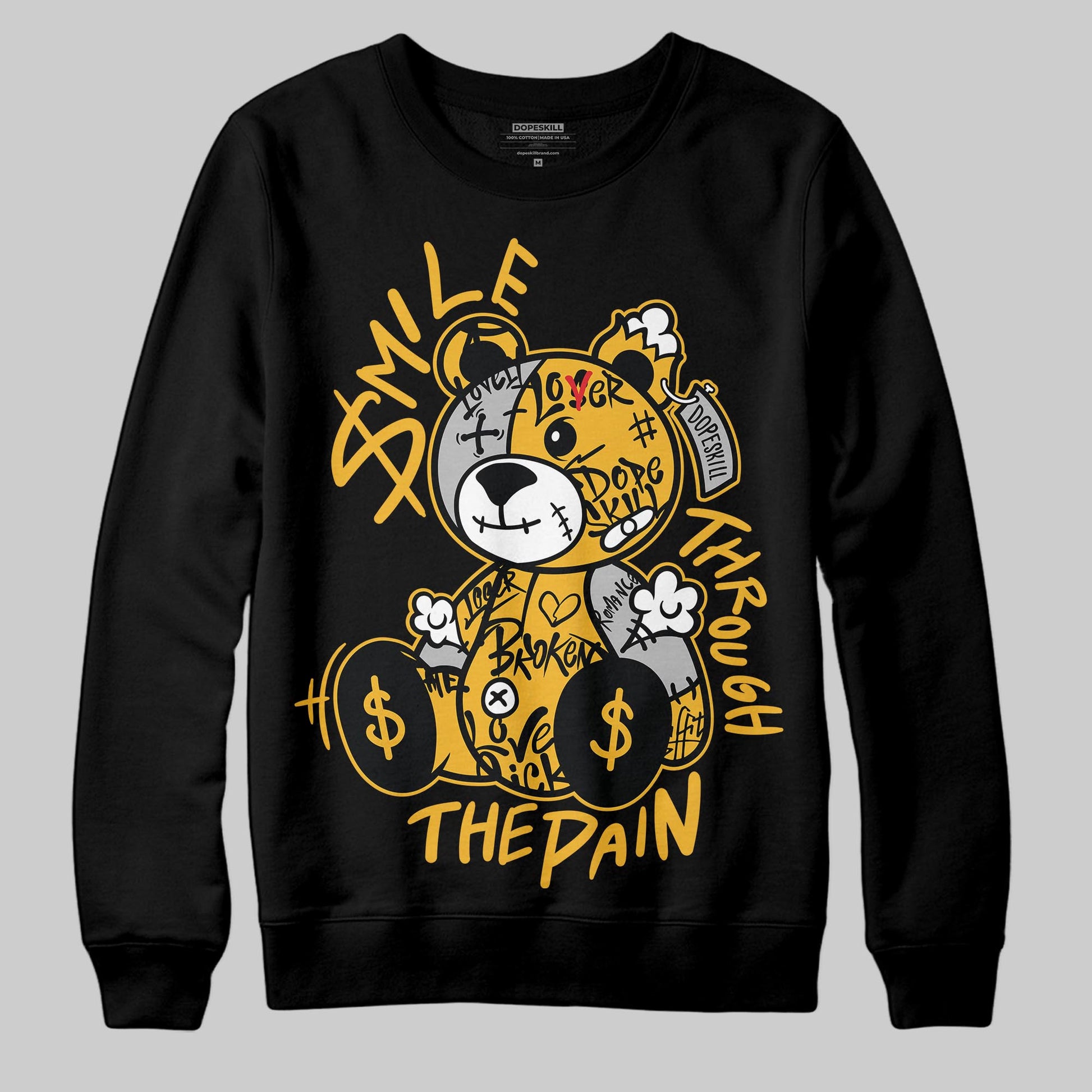 Jordan 5 'Tokyo' DopeSkill Sweatshirt Smile Through The Pain Graphic Streetwear - Black