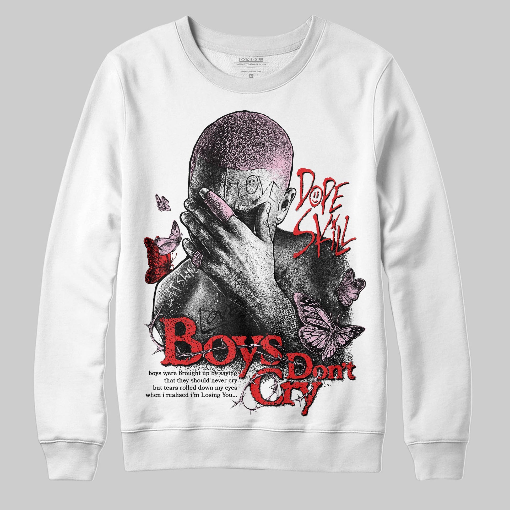 Awake NY x Air Jordan 5 Arctic Pink DopeSkill Sweatshirt Boys Don't Cry Graphic Streetwear - White