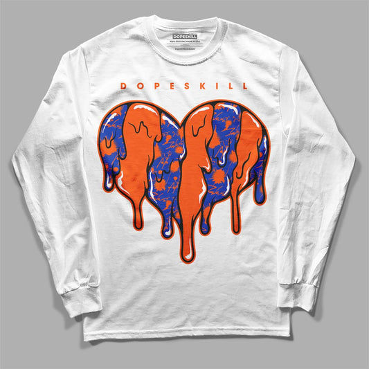 Dunk Low Futura Orange Blaze DopeSkill Long Sleeve T-Shirt Slime Drip Heart Graphic Streetwear - White