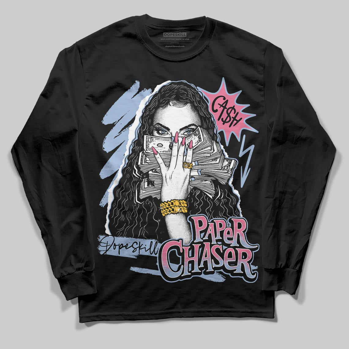 Jordan 3 GS “Denim/Pink Glow” DopeSkill Long Sleeve T-Shirt NPC Graphic Streetwear - Black