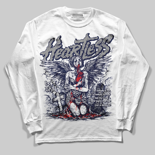 Jordan 3 "Midnight Navy" DopeSkill Long Sleeve T-Shirt Heartless Graphic Streetwear - White