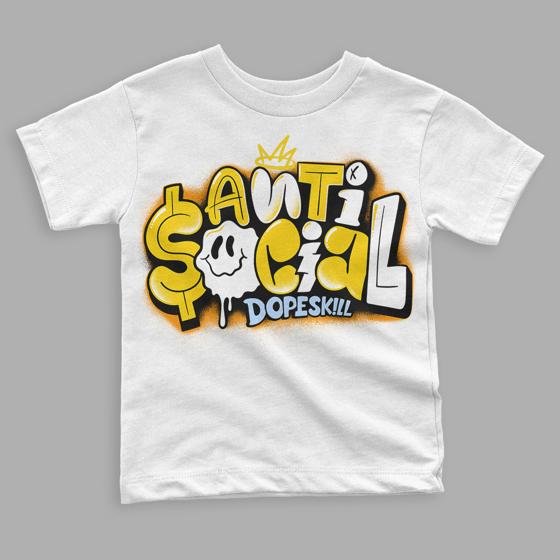 Jordan 6 “Yellow Ochre” DopeSkill Toddler Kids T-shirt Anti Social Graphic Streetwear - White