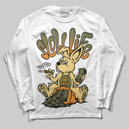 Olive Sneakers DopeSkill Long Sleeve T-Shirt Slow Life Graphic Streetwear - White