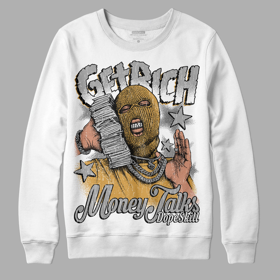 Jordan 11 "Gratitude" DopeSkill Sweatshirt Get Rich Graphic Streetwear - White