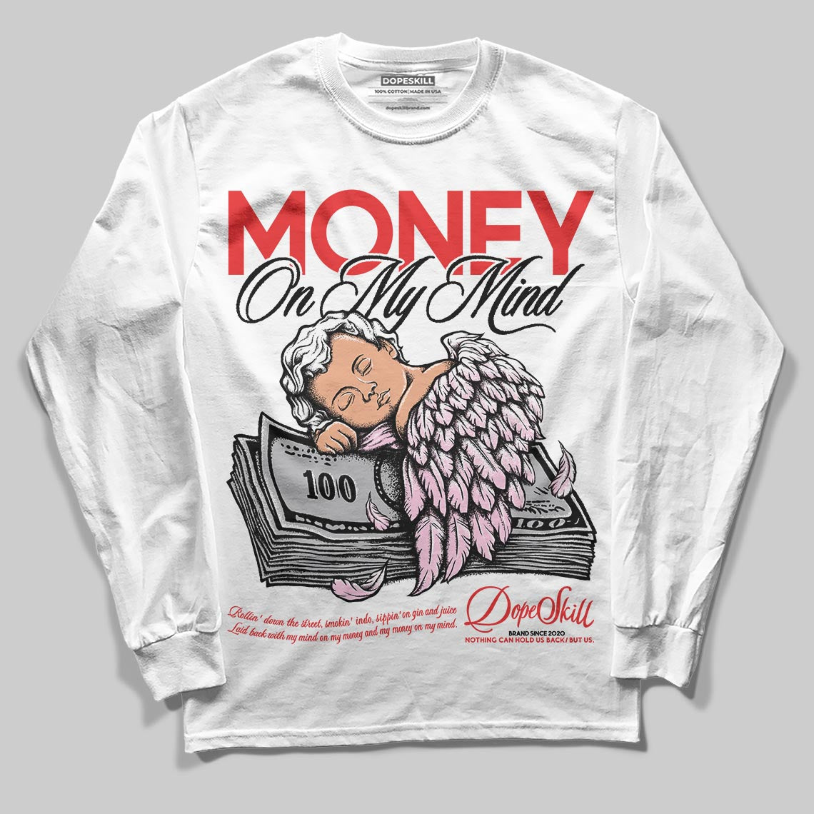 Awake NY x Air Jordan 5 Arctic Pink DopeSkill Long Sleeve T-Shirt MOMM Graphic Streetwear - White