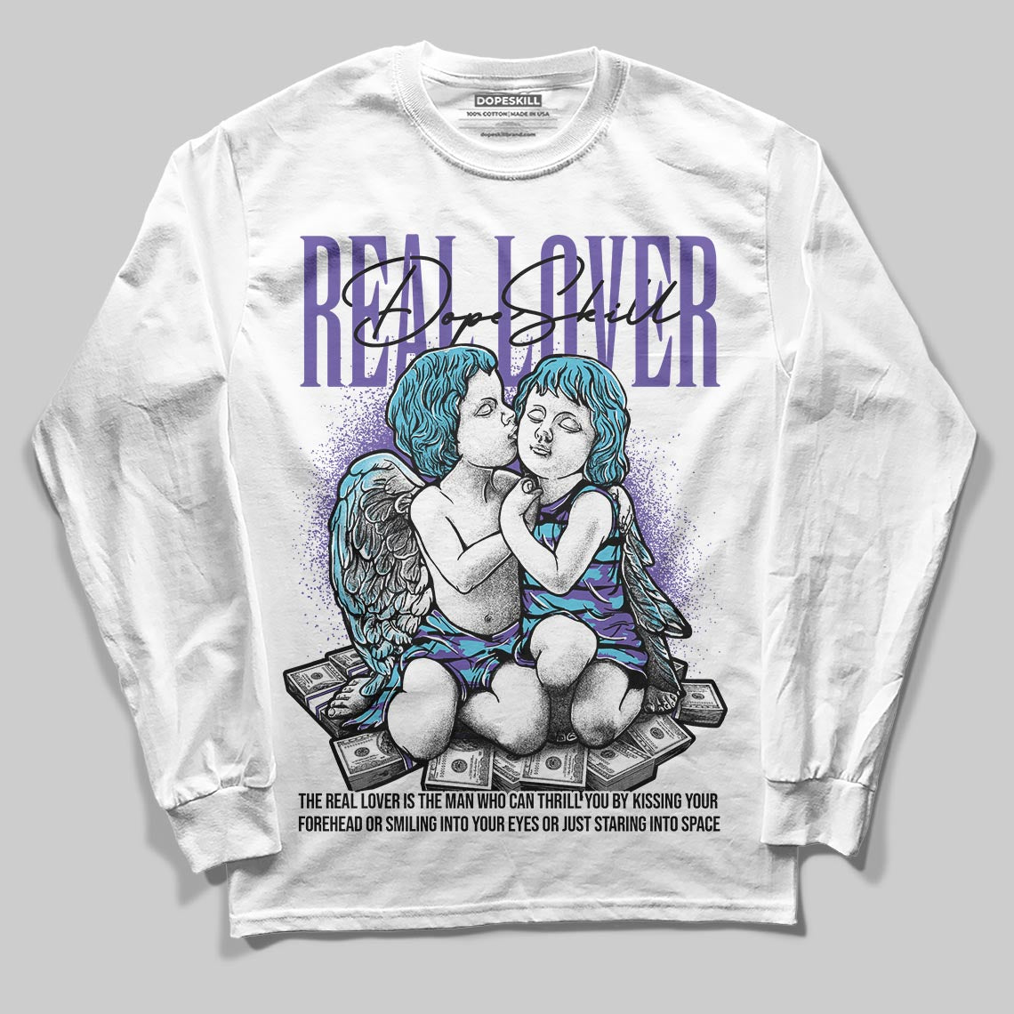 Jordan 8 Retro 'Aqua' 2025 DopeSkill Long Sleeve T-Shirt Real Lover Graphic Streetwear - White