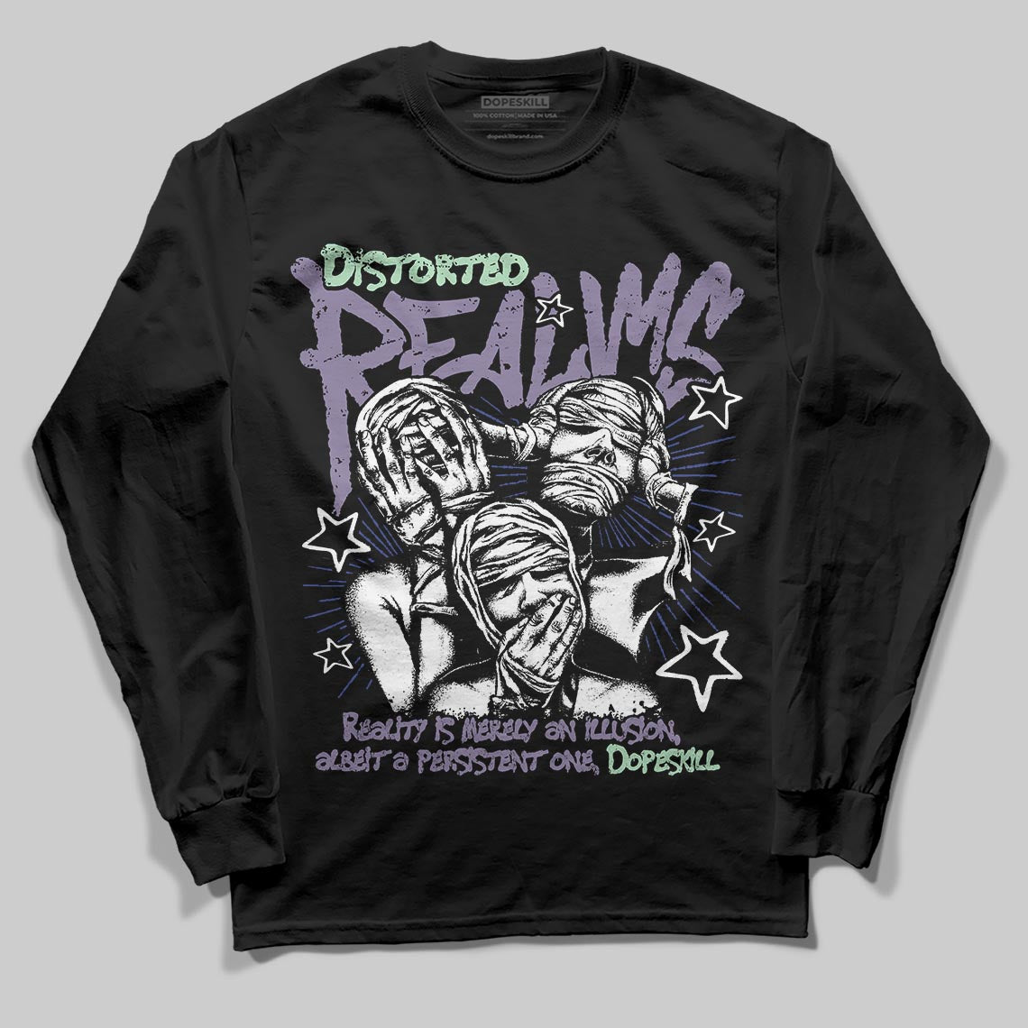Jordan 1 Retro Low OG Zion Williamson Voodoo Alternate DopeSkill Long Sleeve T-Shirt Distorted Realms Graphic Streetwear - Black