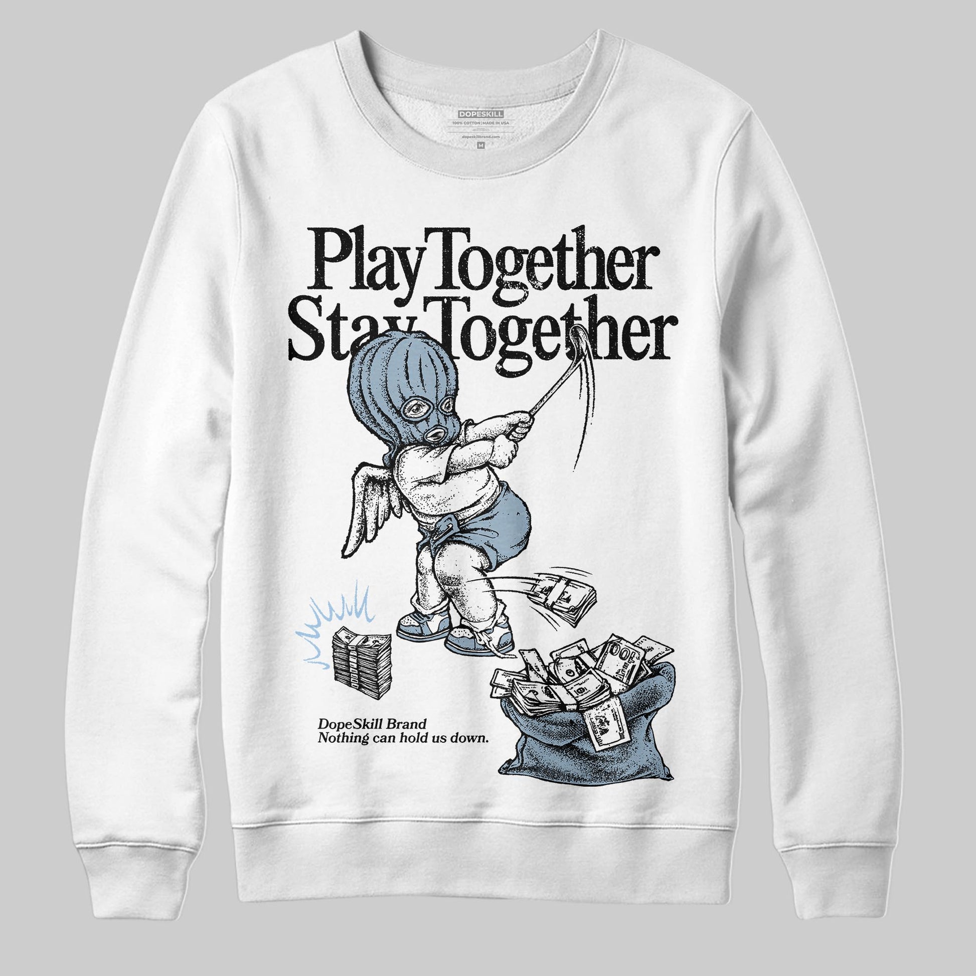 Jordan 40 “Blue Suede” DopeSkill Sweatshirt Play together, Stay together Graphic Streetwear - White