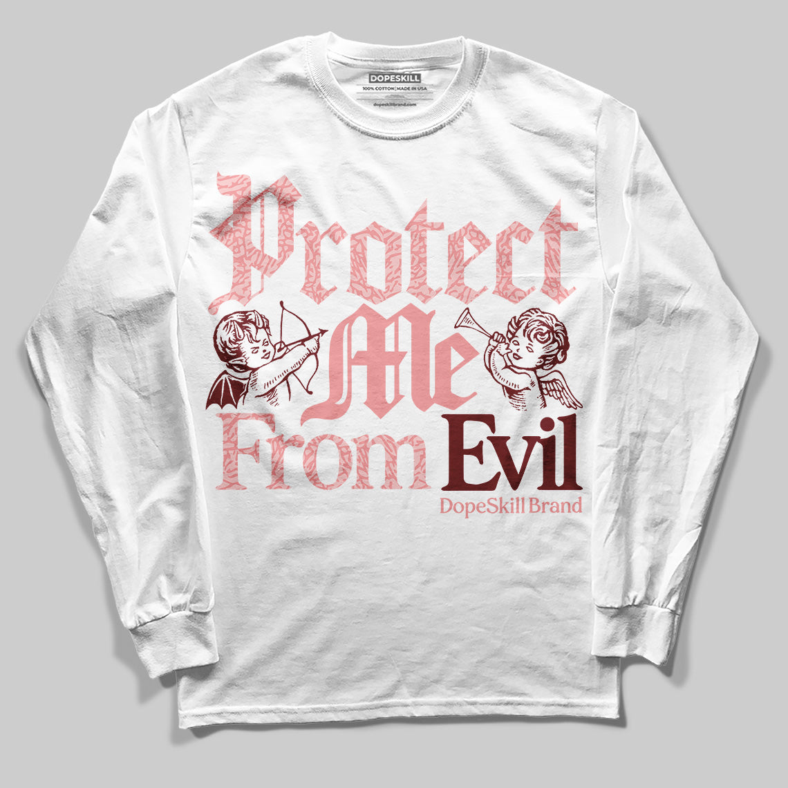 Jordan 3 Retro Valentine's Day Treat Yourself (2025) DopeSkill Long Sleeve T-Shirt Protect Me From Evil Graphic Streetwear - White