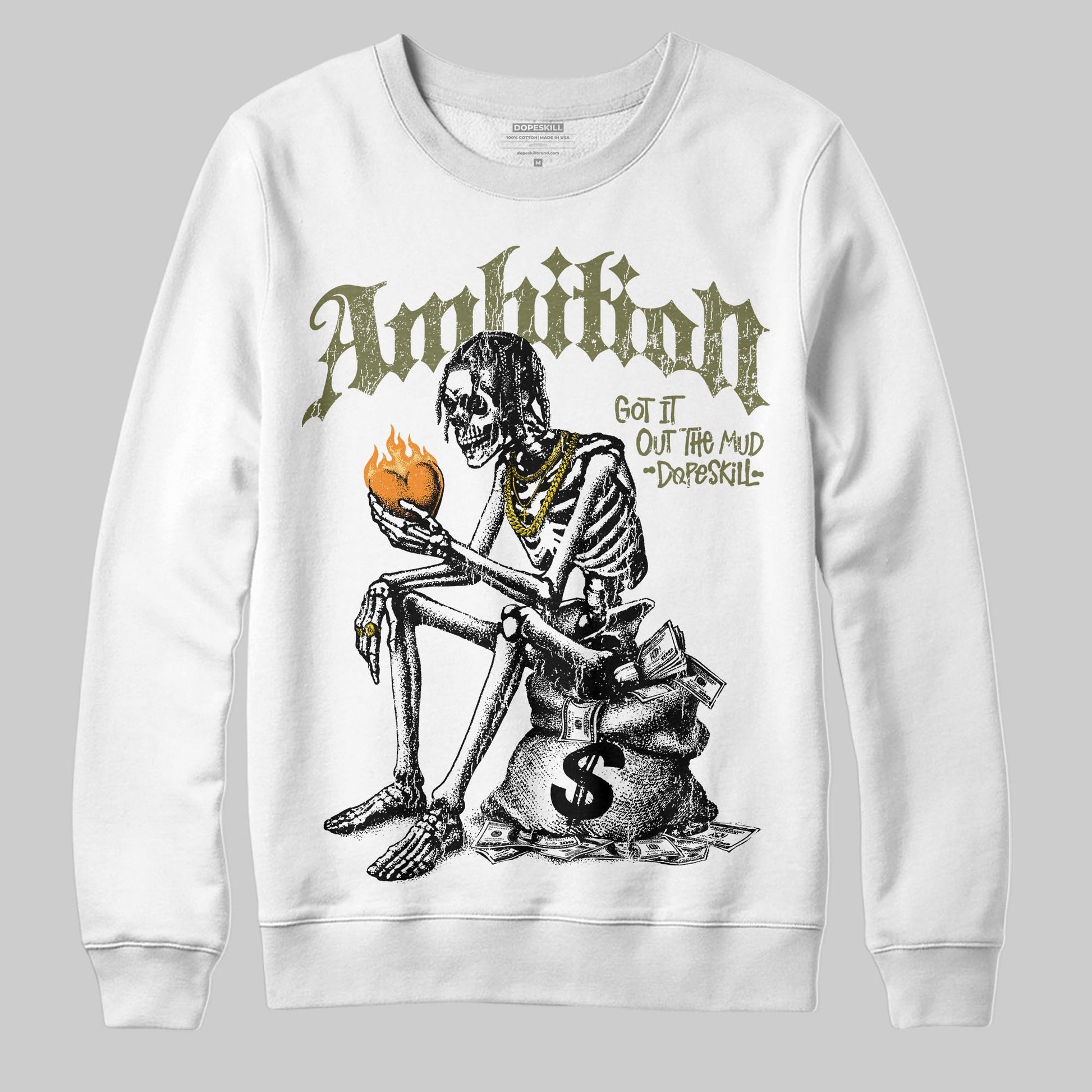 Olive Sneakers DopeSkill Sweatshirt Ambition Graphic Streetwear - White