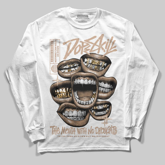 Jordan 4 Retro Cozy Girl DopeSkill Long Sleeve T-Shirt The Mouth With No Droughts Graphic Streetwear - White