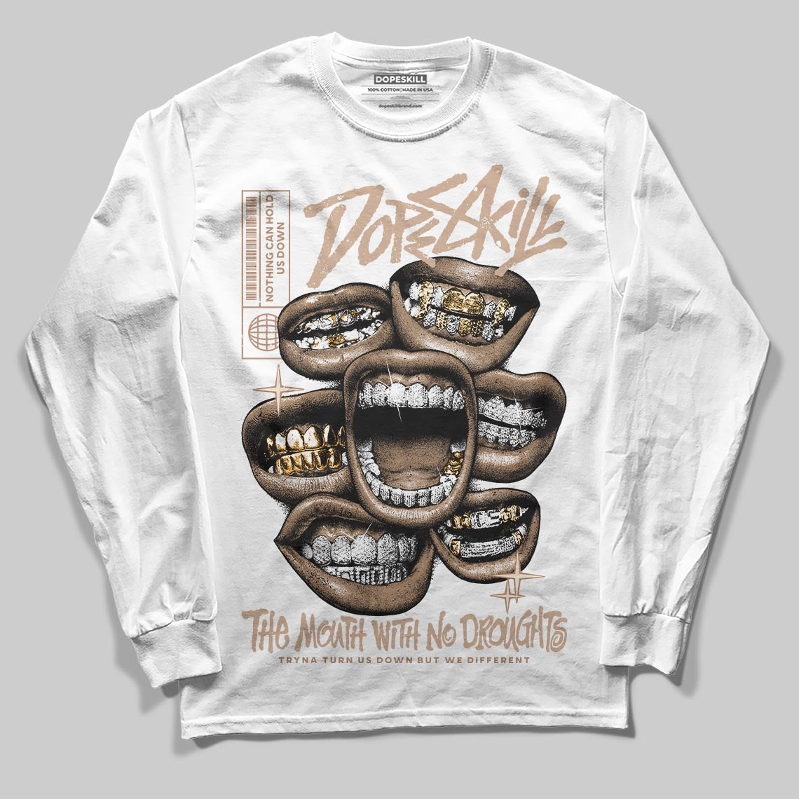 Jordan 4 Retro Cozy Girl DopeSkill Long Sleeve T-Shirt The Mouth With No Droughts Graphic Streetwear - White