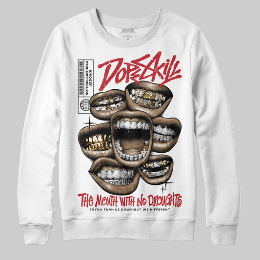 Jordan 11 Retro Low Bred (2025) DopeSkill Sweatshirt The Mouth With No Droughts Graphic Streetwear - White