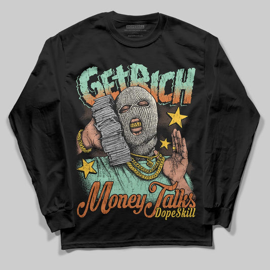 SB Dunk Low Rodeo Tourmaline DopeSkill Long Sleeve T-Shirt Get Rich Graphic Streetwear - Black