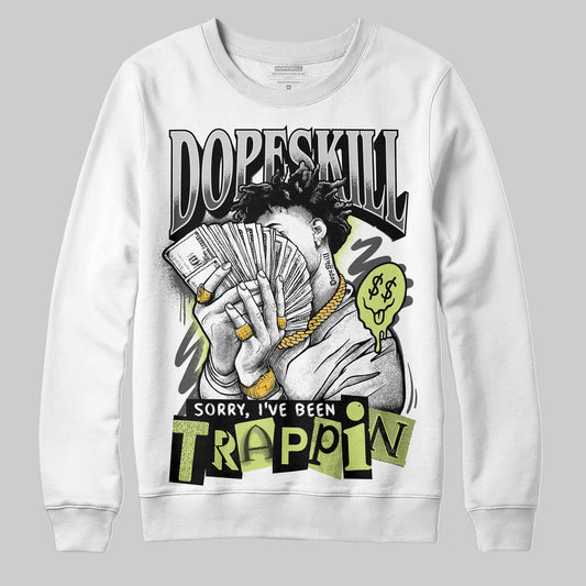 Jordan 4 GS “Light Lemon Twist” DopeSkill Sweatshirt Sorry I've Been Trappin Graphic Streetwear - White