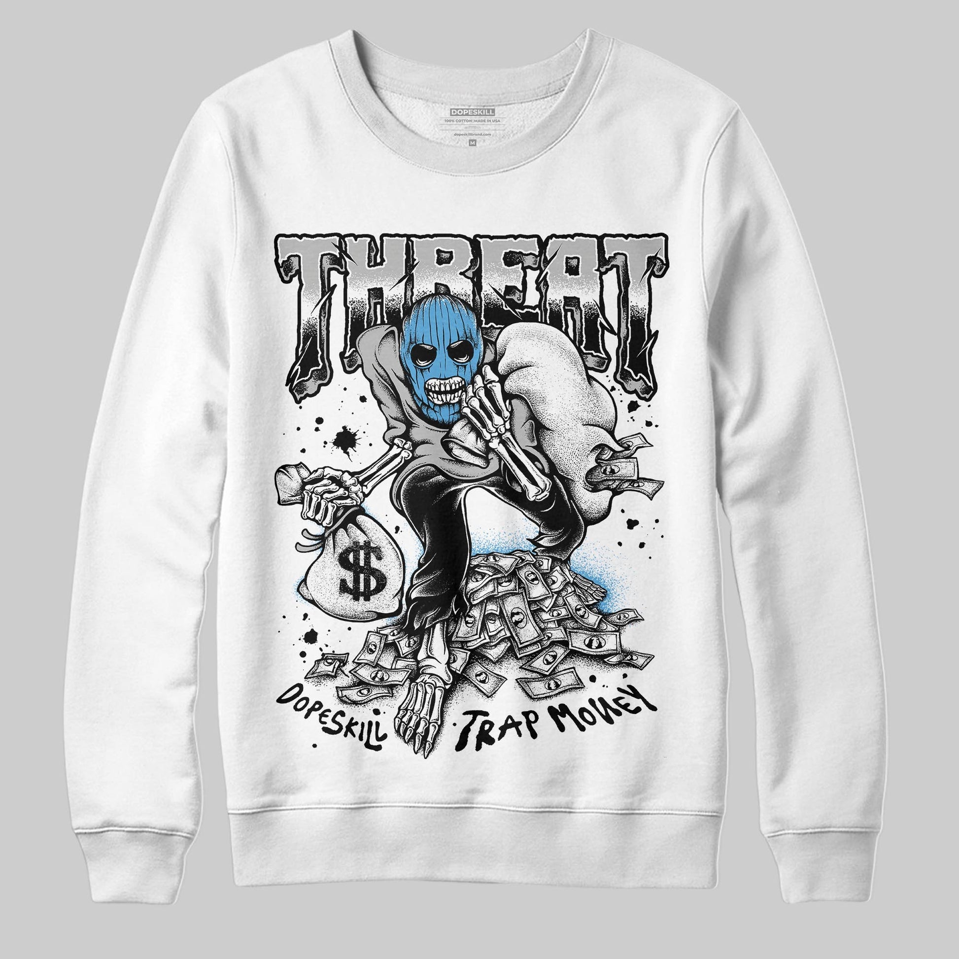 Jordan 10 OG “Steel” DopeSkill Sweatshirt Threat Graphic Streetwear - White