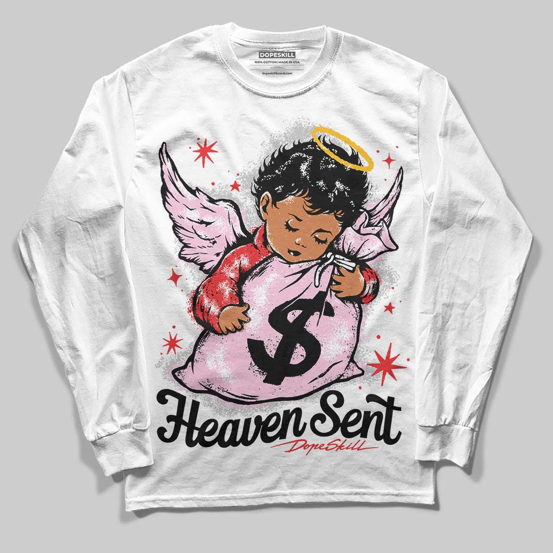 Awake NY x Air Jordan 5 Arctic Pink DopeSkill Long Sleeve T-Shirt Heaven Sent Graphic Streetwear - White
