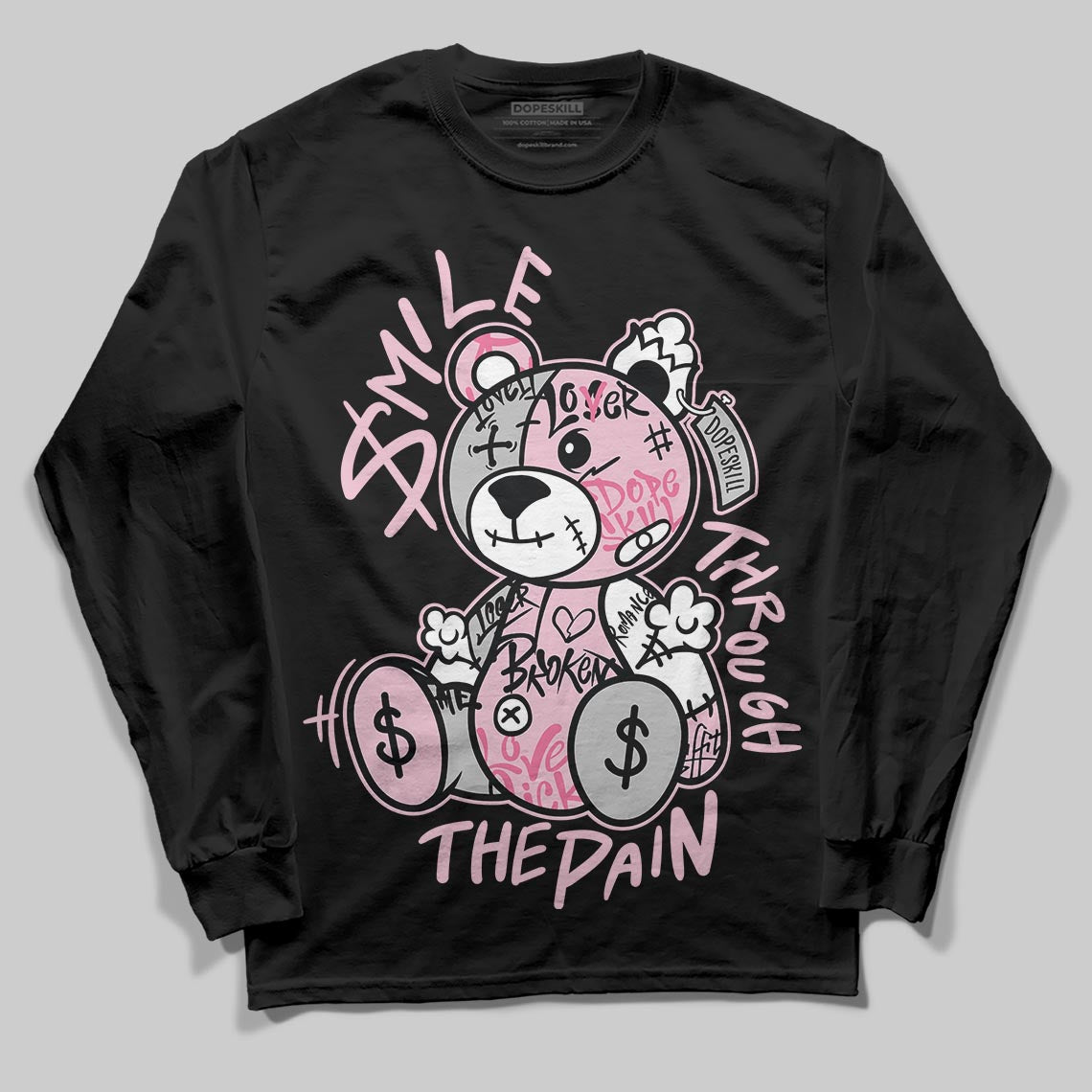 Jordan 5 OG “35th Anniversary” DopeSkill Long Sleeve T-Shirt Smile Through The Pain Graphic Streetwear - Black