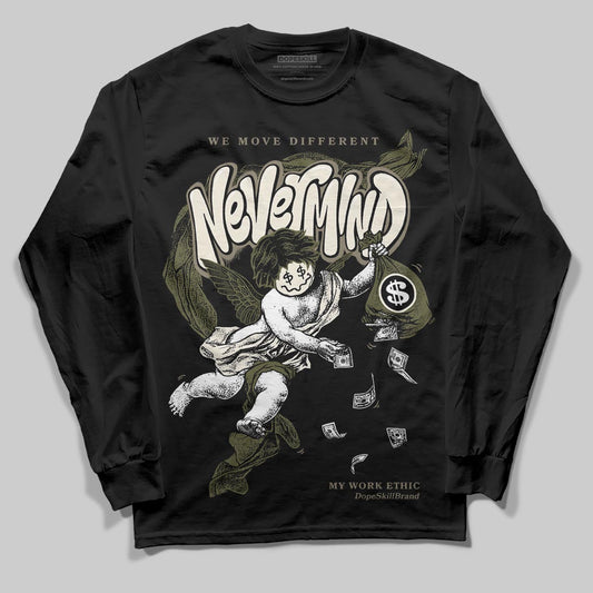 Jordan 3 “Medium Olive” aka “Family Affair” DopeSkill Long Sleeve T-Shirt Nevermind Graphic Streetwear - black