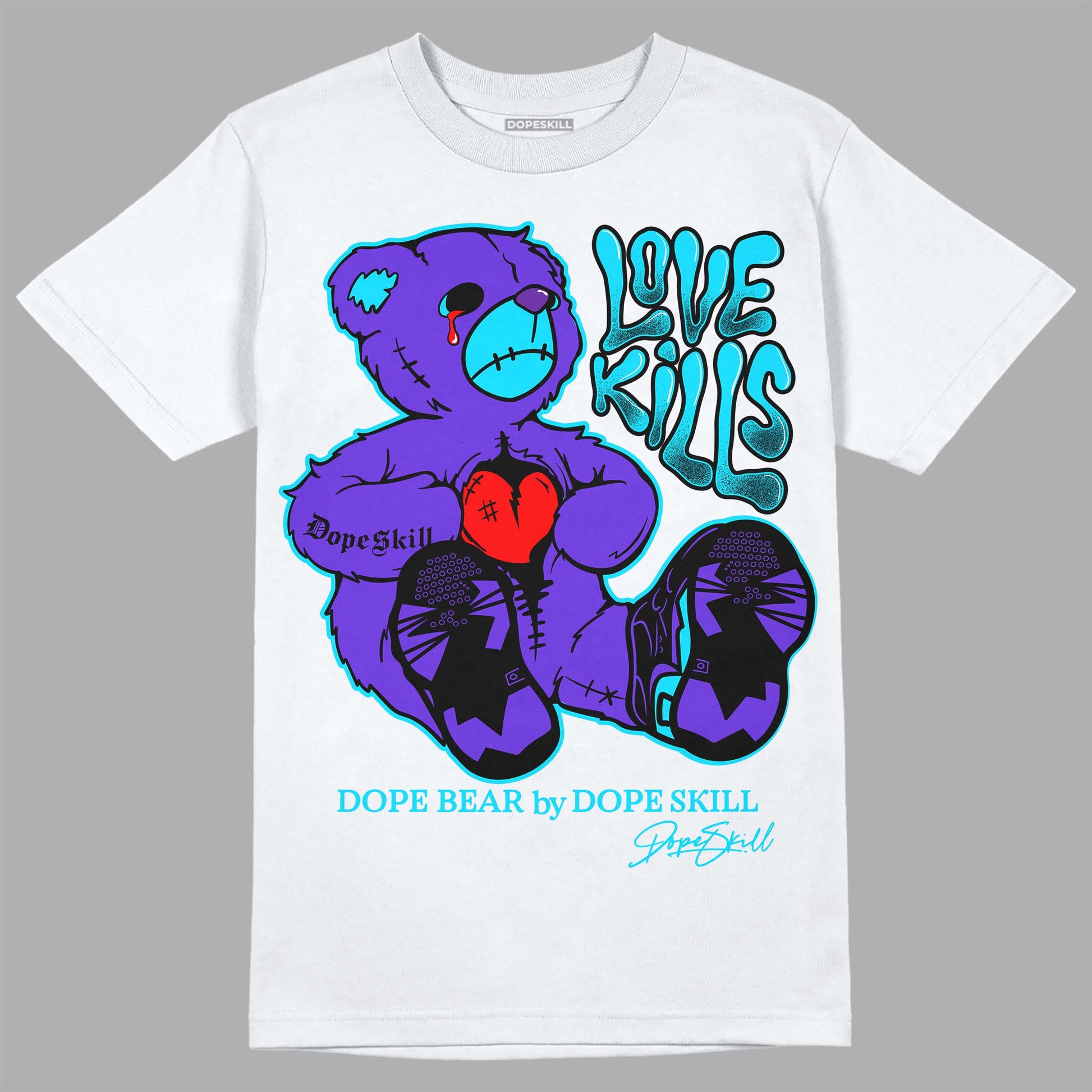 Jordan 6 "Aqua" DopeSkill T-Shirt Love Kills Graphic Streetwear - White