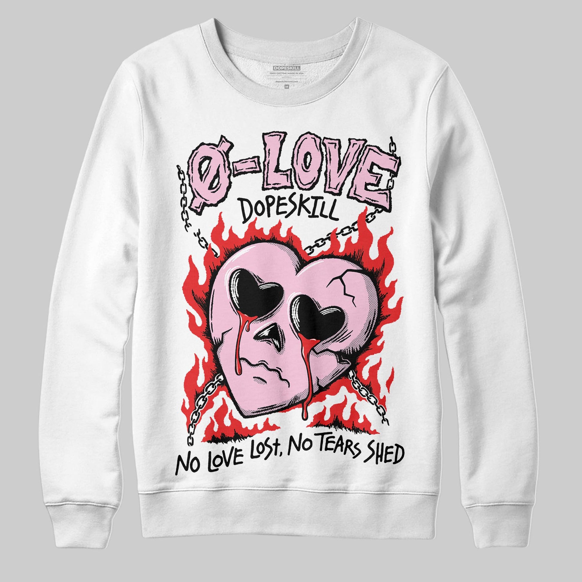 Awake NY x Air Jordan 5 Arctic Pink DopeSkill Sweatshirt Crying Heart Graphic Streetwear - White