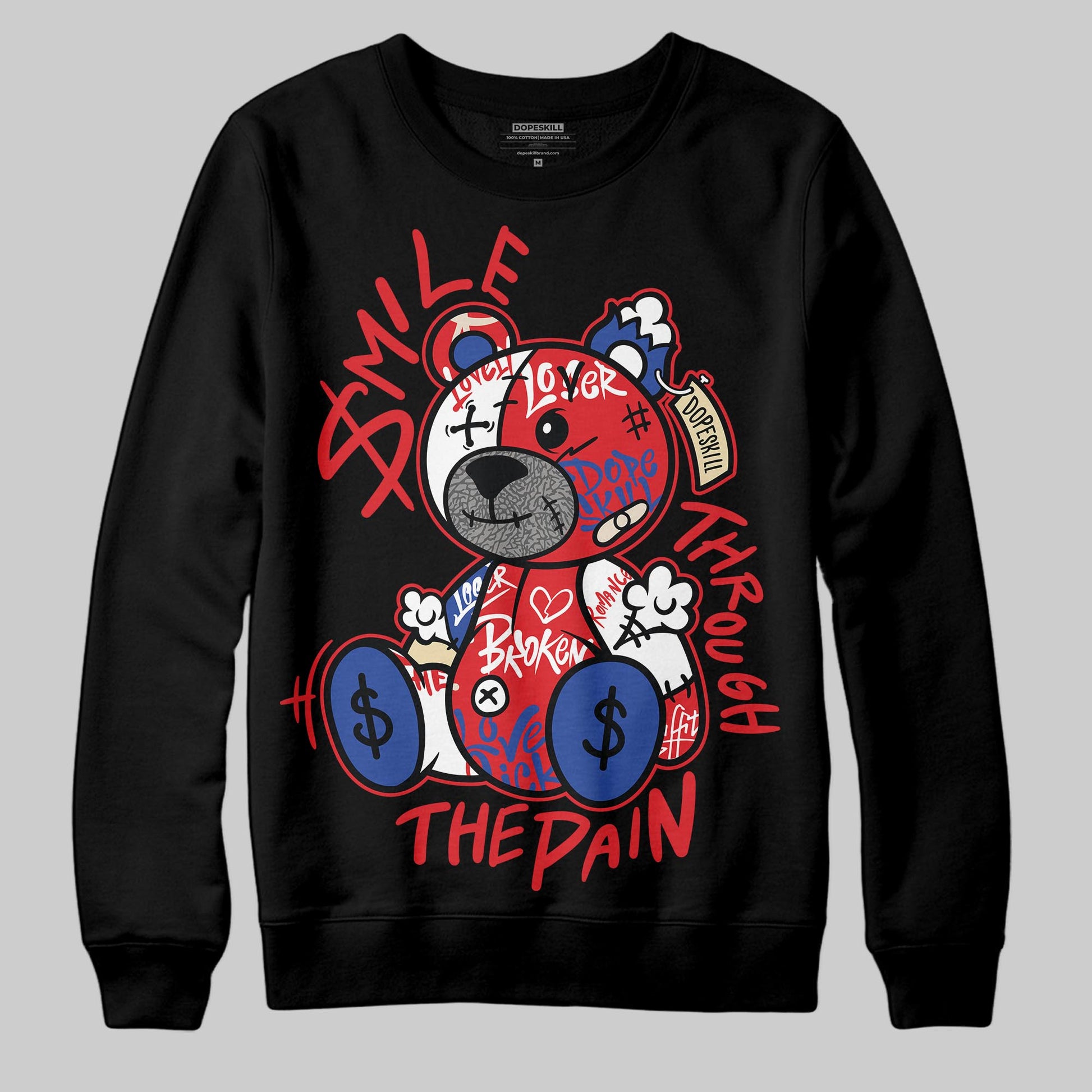 Jordan 3 “Seoul 2.0” DopeSkill Sweatshirt Smile Through The Pain Graphic Streetwear - Black