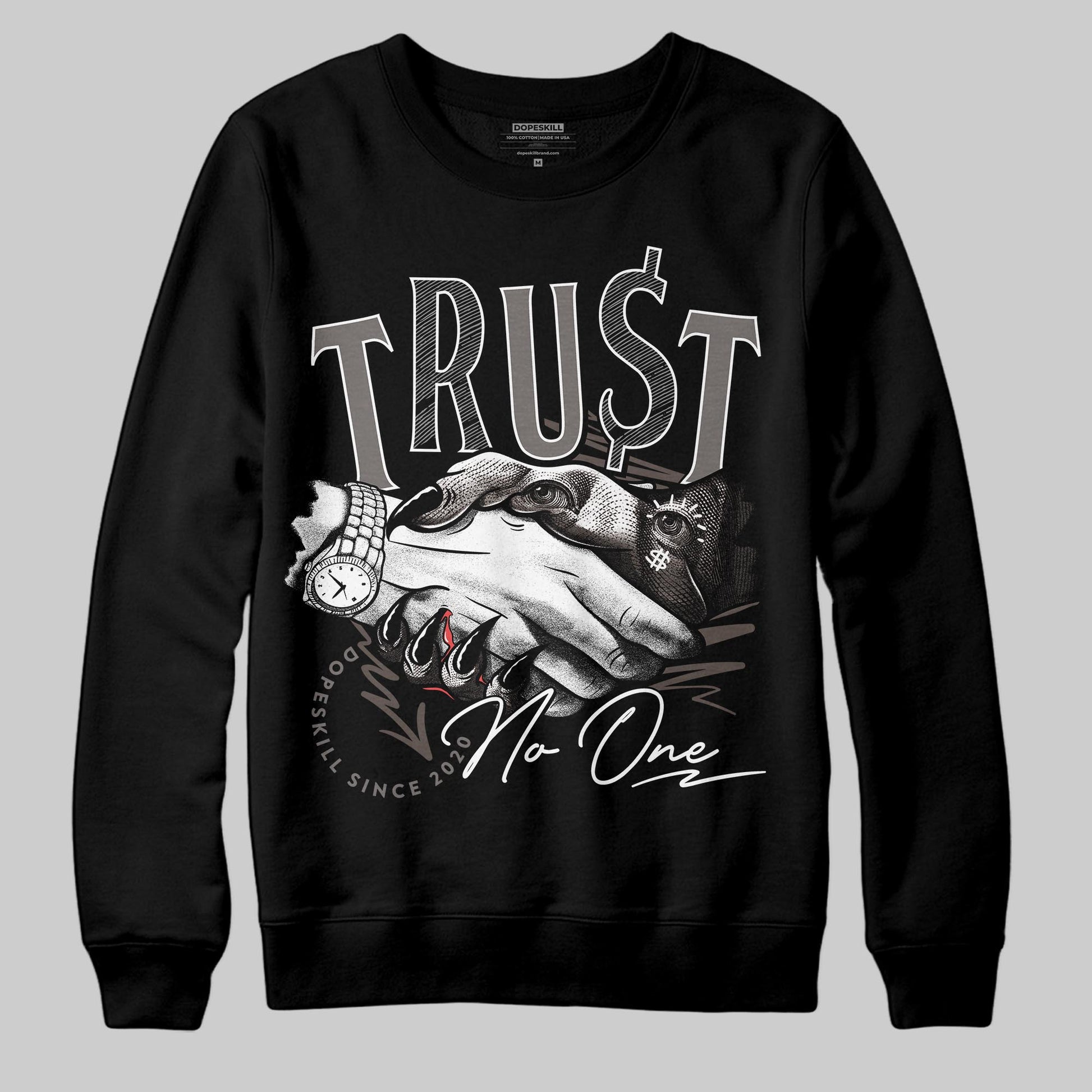 Jordan 4 Retro Cave Stone DopeSkill Sweatshirt Trust No One Graphic Streetwear - Black