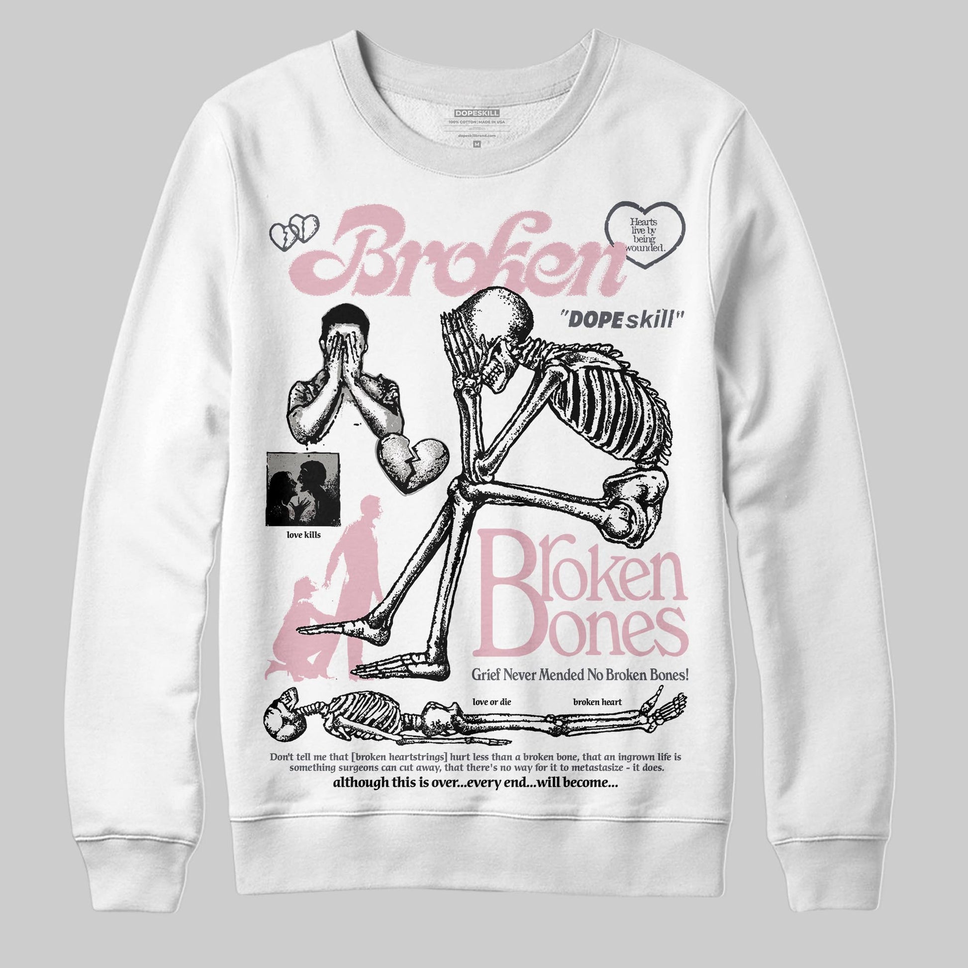 Air Max 95 OG “Pink Foam” DopeSkill Sweatshirt Broken Bones Graphic Streetwear - White