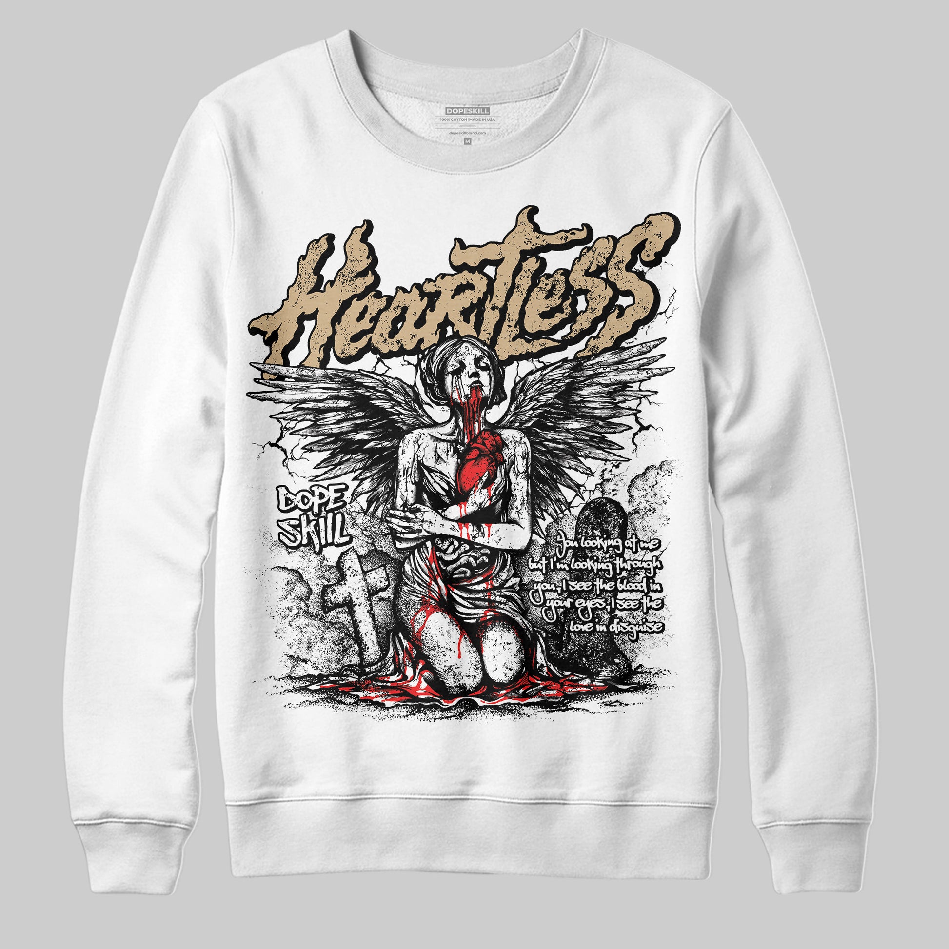TAN Sneakers DopeSkill Sweatshirt Heartless Graphic Streetwear - White