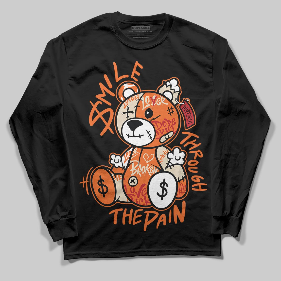 Jordan 3 “Starfish” DopeSkill Long Sleeve T-Shirt Smile Through The Pain Graphic Streetwear - Black