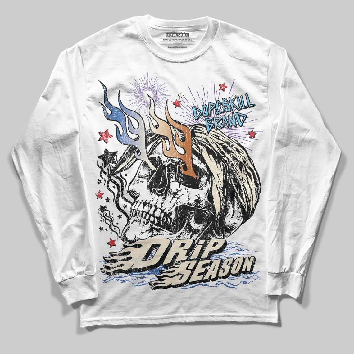 Jordan 17 Retro Low SP Infinite Archives DopeSkill Long Sleeve T-Shirt Drip Season Graphic Streetwear - White