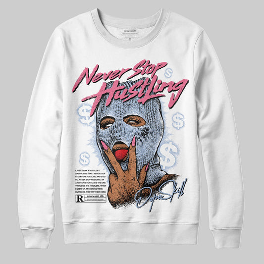 Jordan 3 GS “Cobalt Bliss” DopeSkill Sweatshirt Never Stop Hustling Graphic Streetwear - White