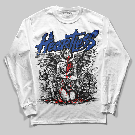Royal Blue Sneakers DopeSkill Long Sleeve T-Shirt Heartless Graphic Streetwear - WHite