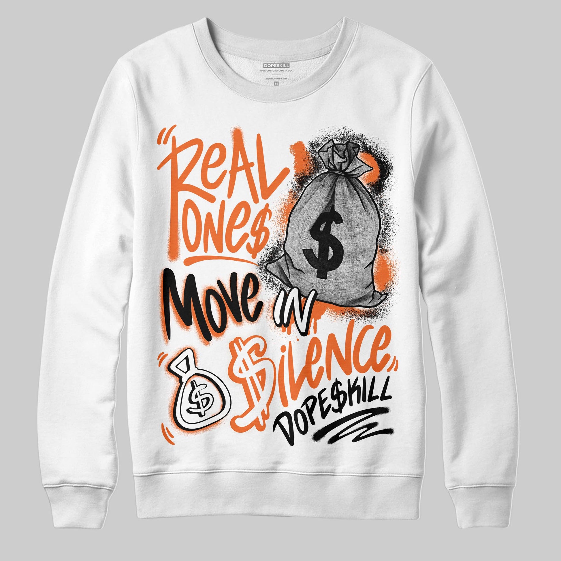 Jordan 1 Retro High OG Shattered Backboard (2025) DopeSkill Sweatshirt Real Ones Move In Silence Graphic Streetwear - White