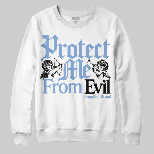 Jordan 4 WMNS 'Forget Me Not' DopeSkill Sweatshirt Protect Me From Evil Graphic Streetwear - White