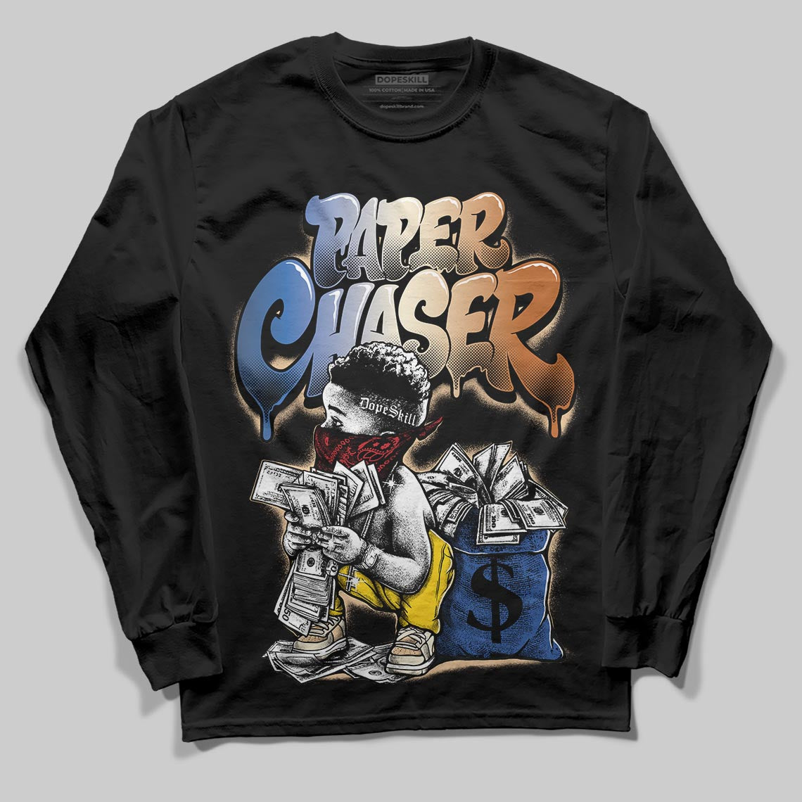 Jordan 17 Retro Low SP Infinite Archives DopeSkill Long Sleeve T-Shirt Paper Chaser Boy Graphic Streetwear - black