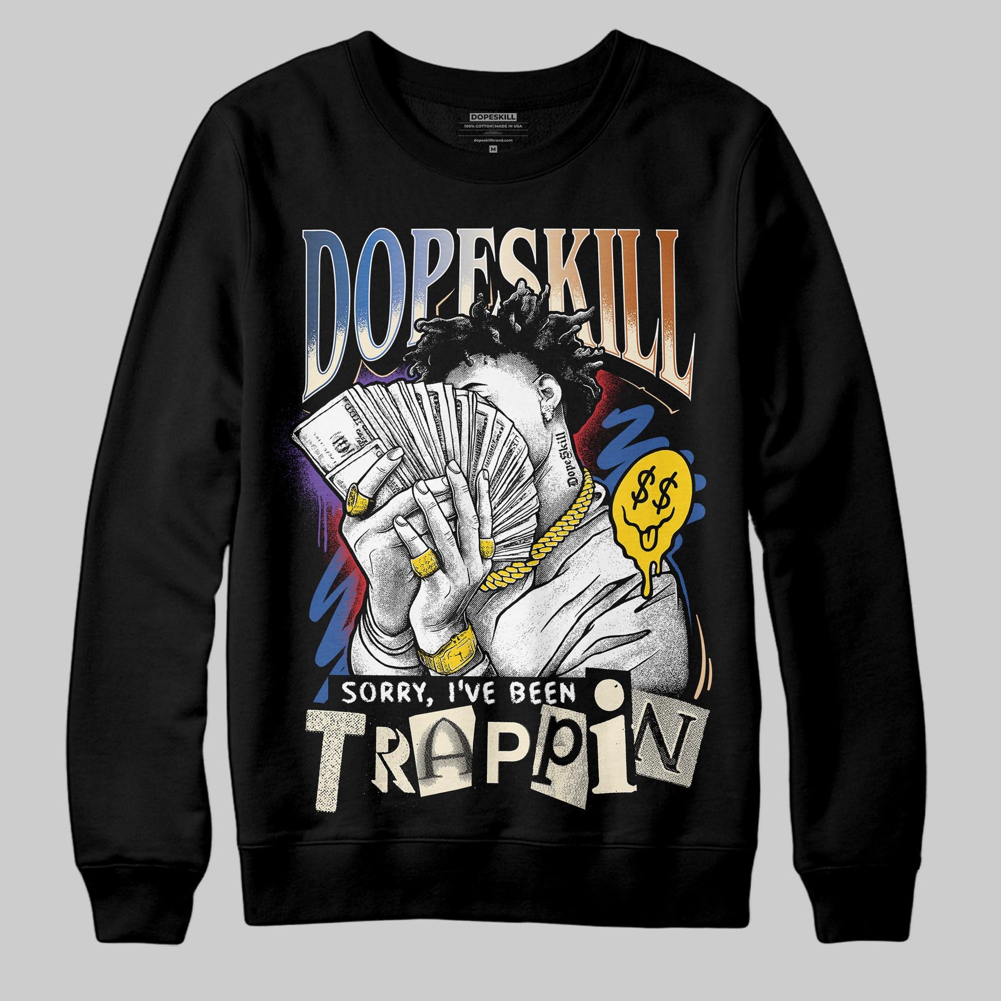Jordan 17 Retro Low SP Infinite Archives DopeSkill Sweatshirt Sorry I've Been Trappin Graphic Streetwear - Black