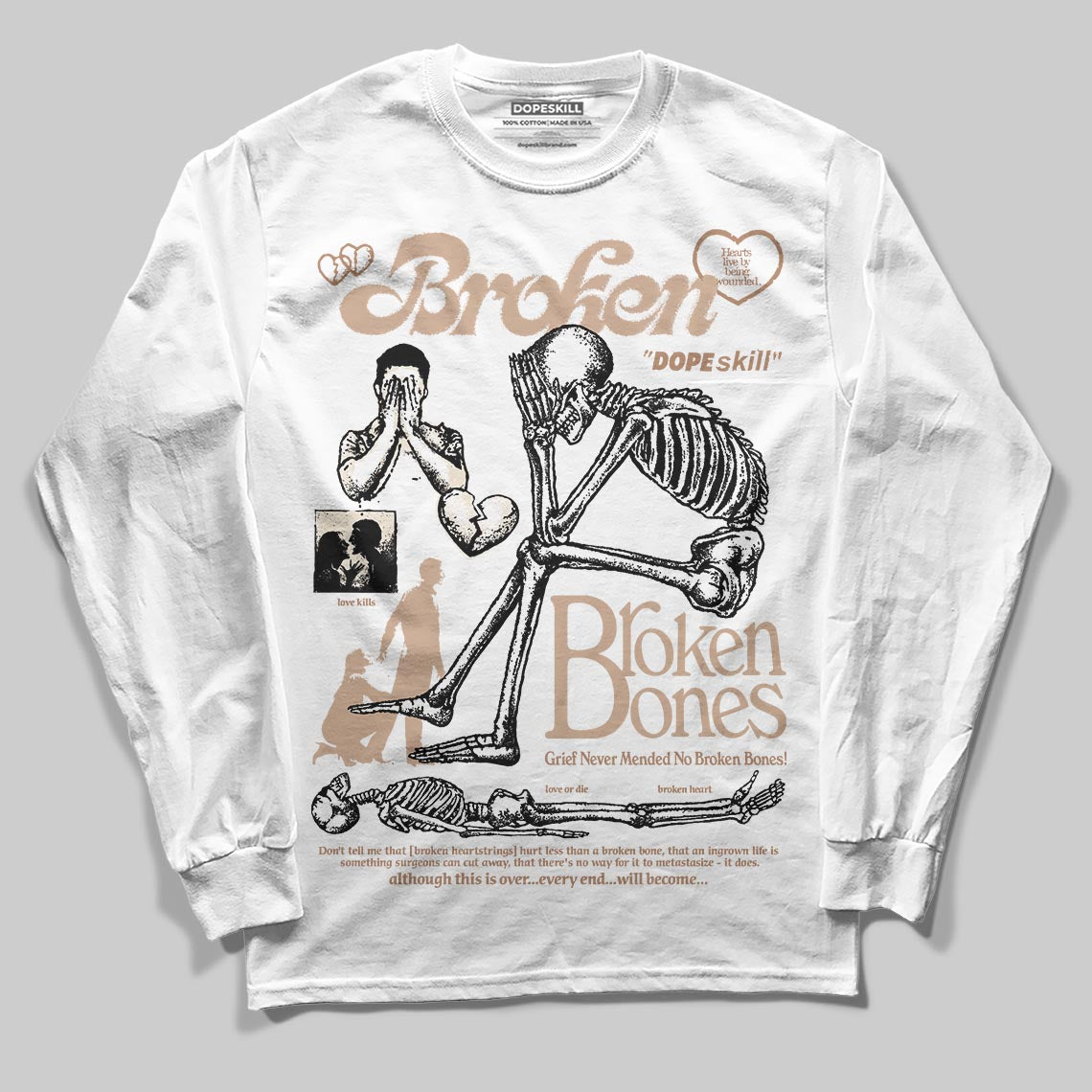 Jordan 4 Retro Cozy Girl DopeSkill Long Sleeve T-Shirt Broken Bones Graphic Streetwear - White