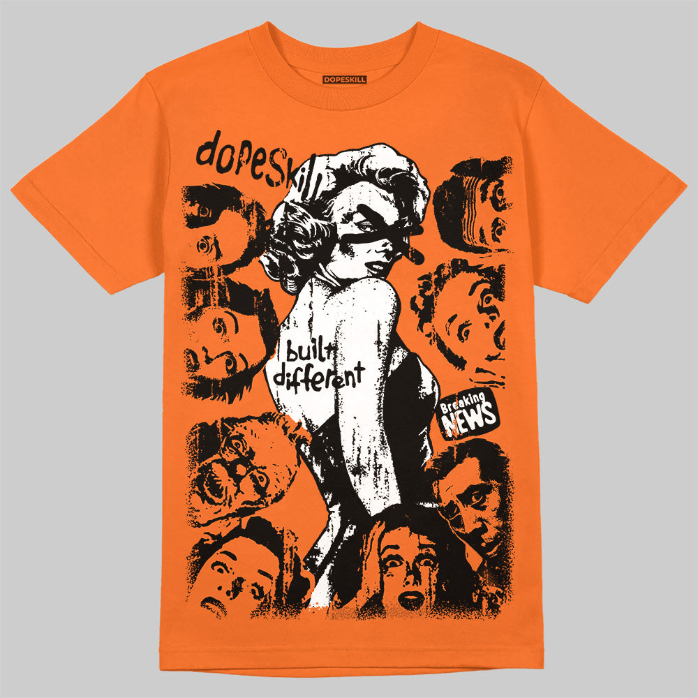 Orange, Black and White Sneakers DopeSkill T-Shirt Built Different Graphic Streetwear - Orange