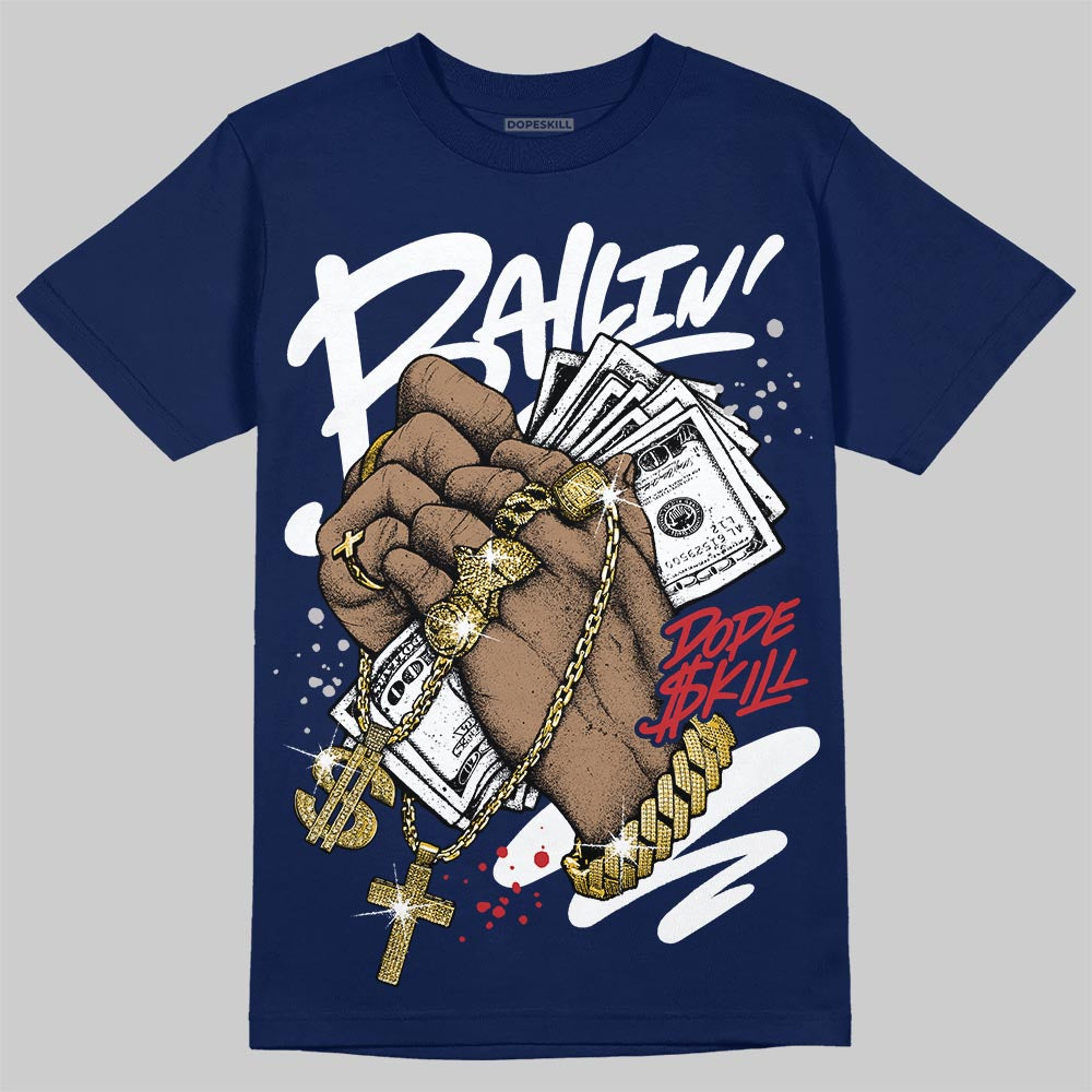 Jordan 4 SB “Summit White/Navy” DopeSkill T-Shirt Always Ballin' Graphic Streetwear - navy