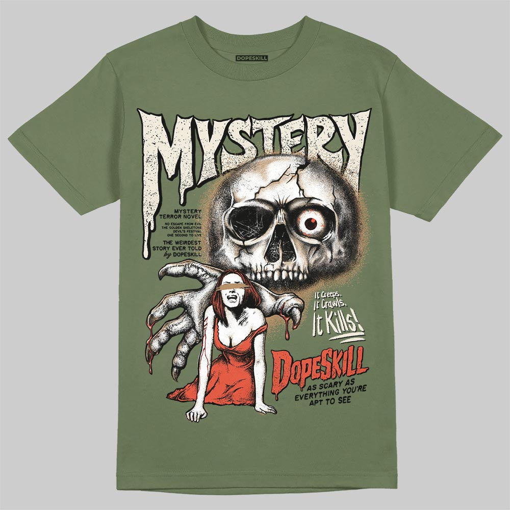 Jordan 3 “Medium Olive” aka “Family Affair” DopeSkill T-Shirt Mystery Ghostly Grasp Graphic Streetwear - Military Green