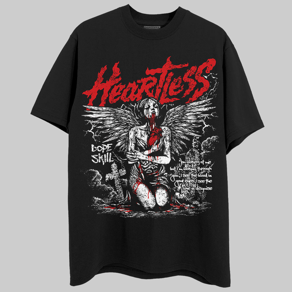 Jordan 3 Retro Fire Red DopeSkill T-Shirt Heartless Graphic Streetwear - Black