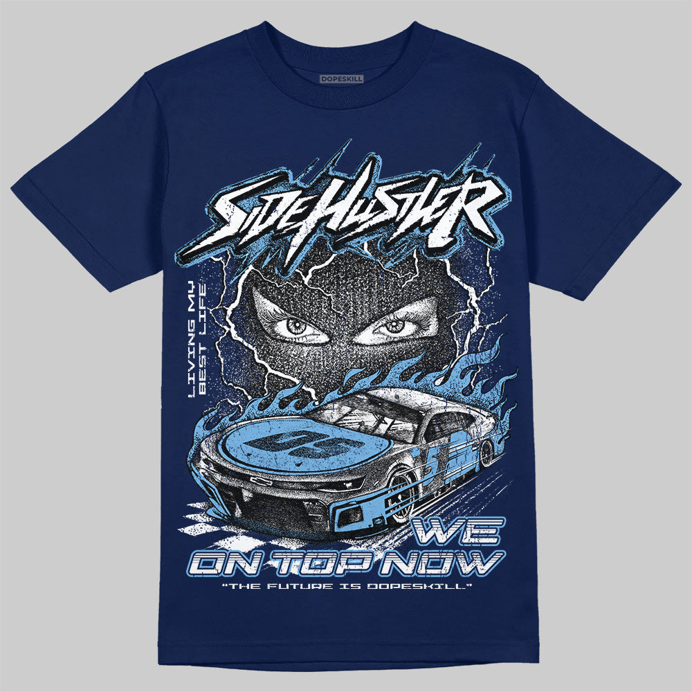 Jordan 4 SB “Summit White/Navy” DopeSkill T-Shirt New Side Hustler Graphic Streetwear - Navy