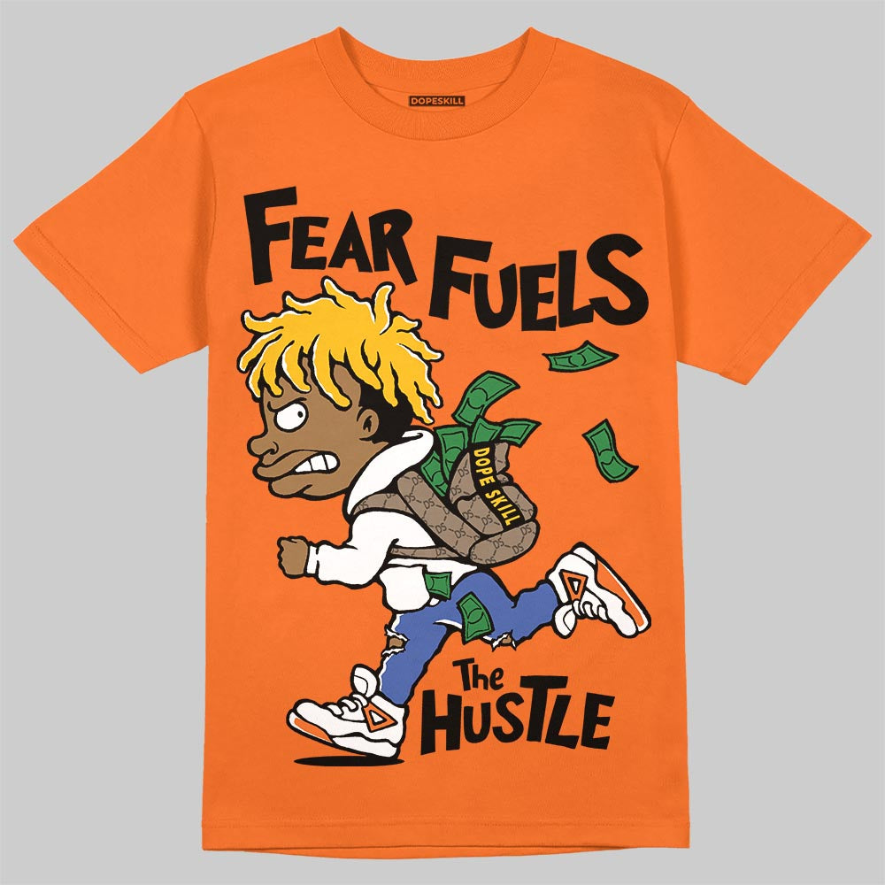 Orange, Black and White Sneakers DopeSkill T-Shirt Fear Fuels The Hustle Graphic Streetwear - Orange